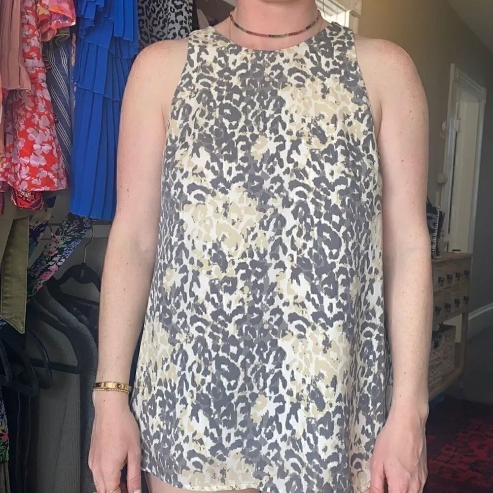Joie Gray cheetah print silk top